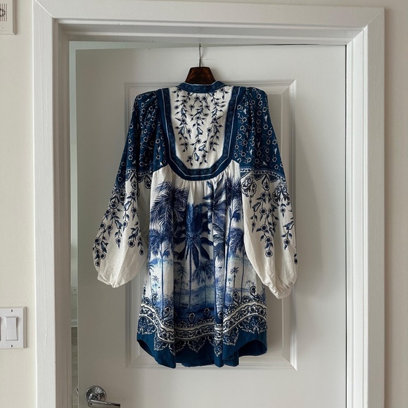 Farm Rio Off-White Palm Tree Beach Mini Dress - Picture 8 of 8